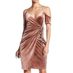 New ASTR Velvet Dress Mauve Velvet Slip Dress Wrap Mini Party Romantic NWT Sz M